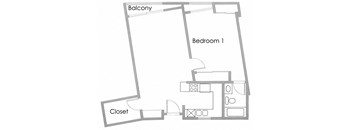 1BR 1BA - FLOOR PLAN A - 10969 ROCHESTER