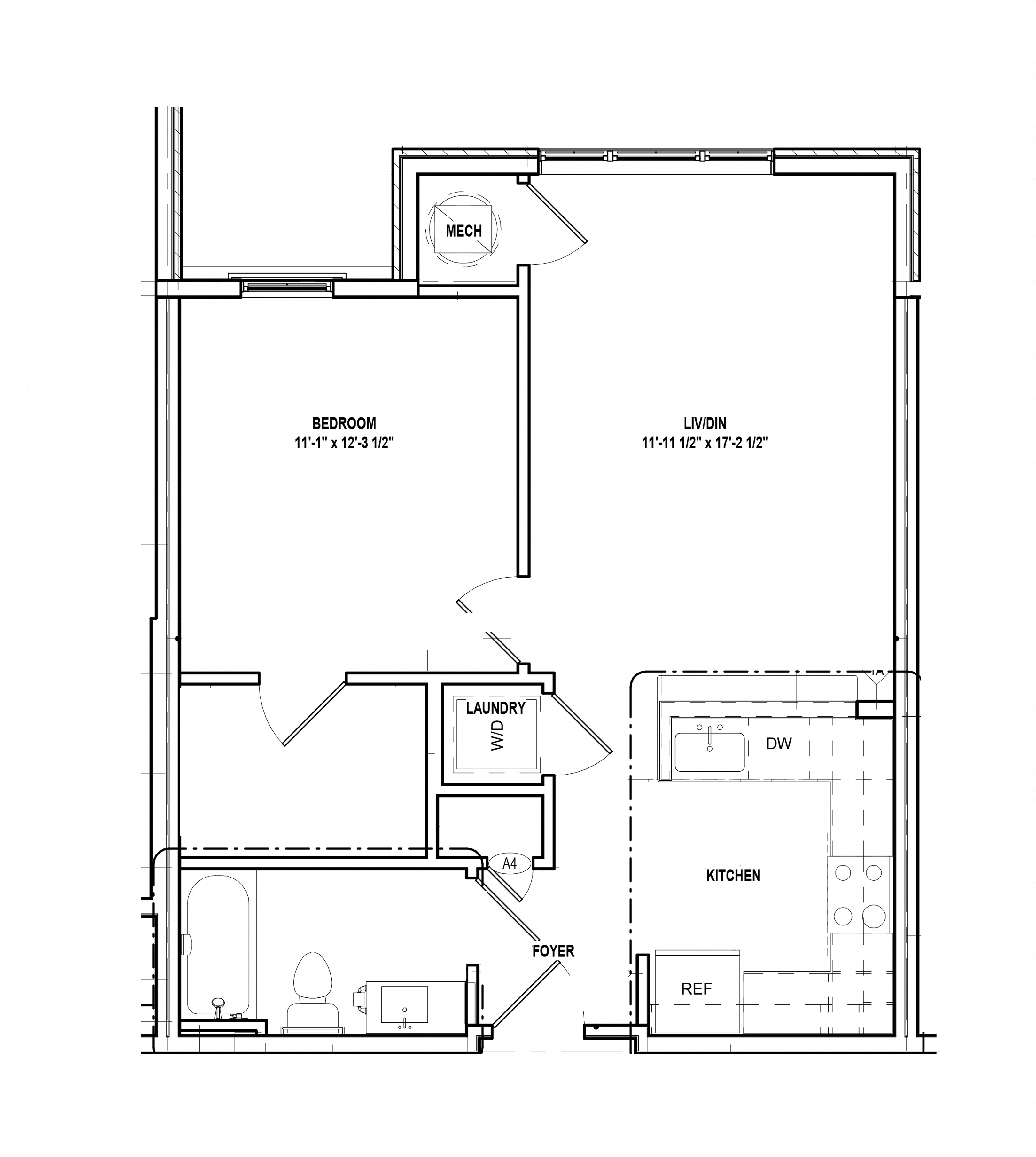 Riverwoods at Tollgate II - 1 Bedroom Floor Plan 1A