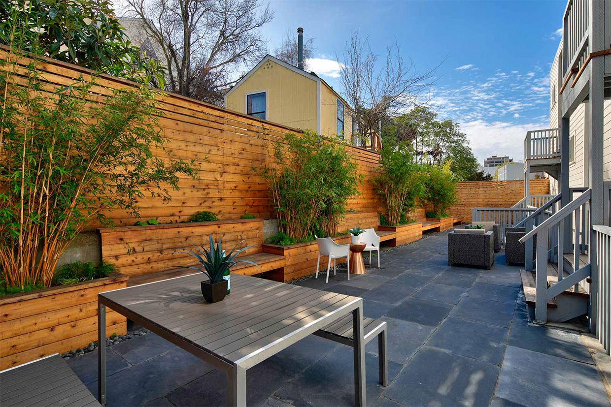 Cedar Fencing Around Back Patio