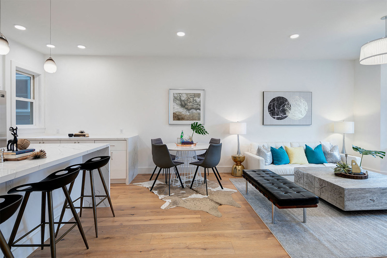 Furnished Kitchen, Dining and Living Room