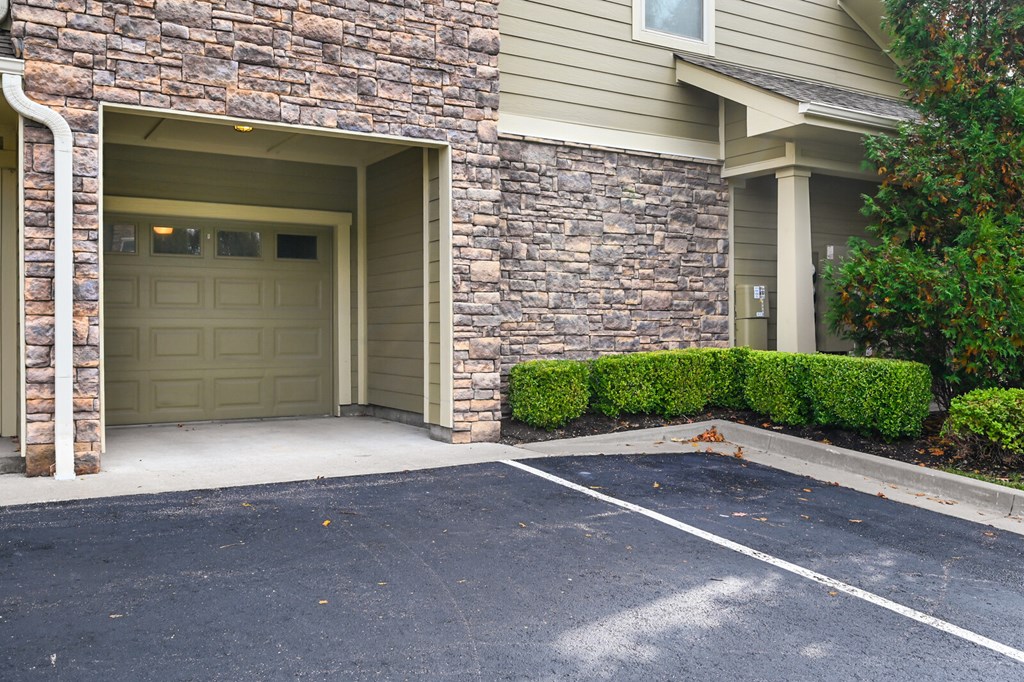 a garage door on the side of a building