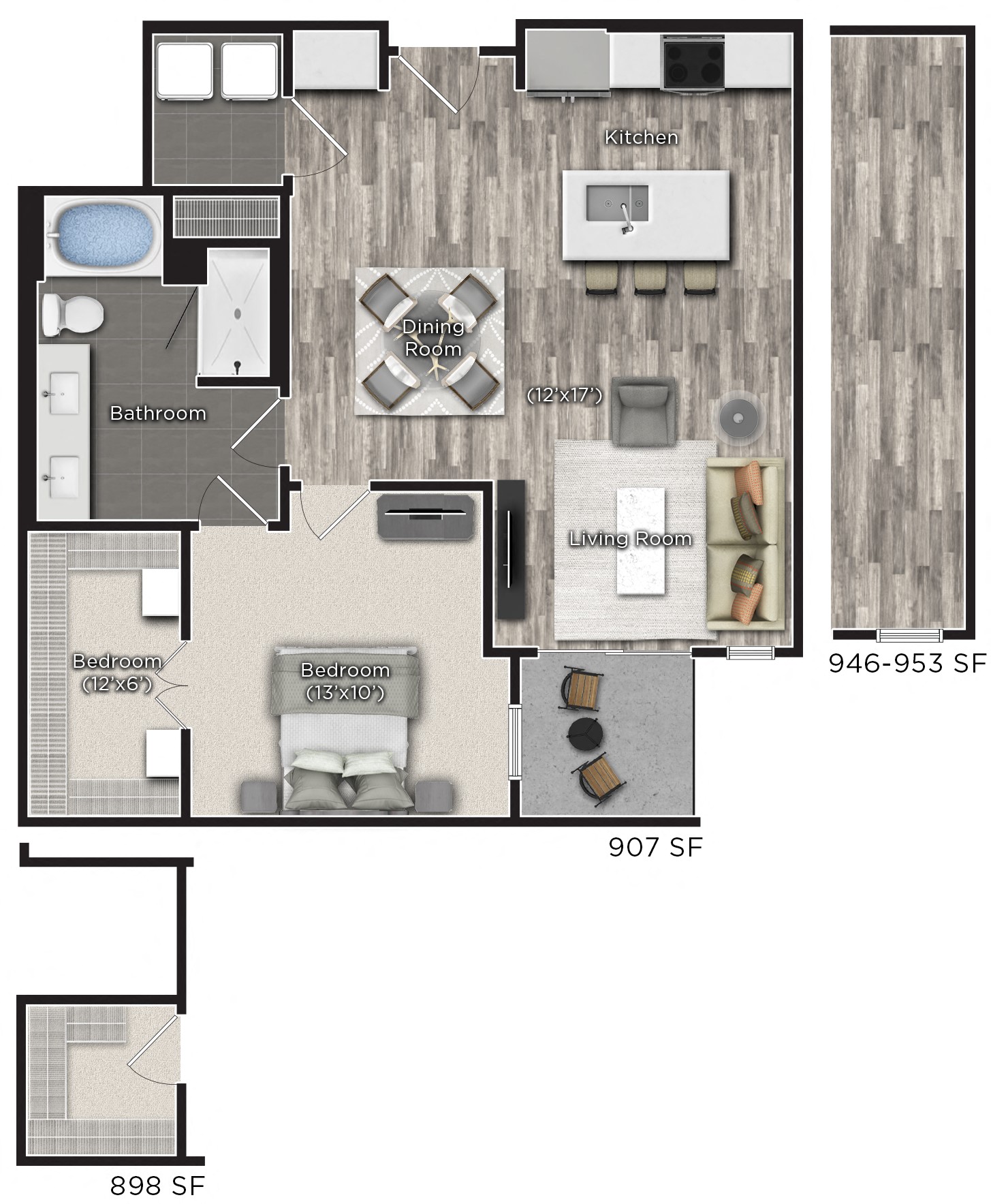 1 bedroom 1 bathroom Floor plan Z at Tens on West, Atlanta, GA