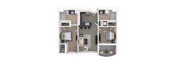Hillsbury Floor Plan at Studio One Apartments, Detroit, MI, 48201