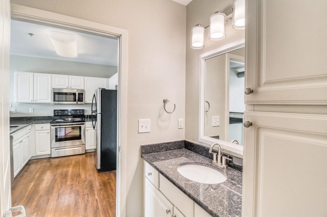 Renovated Bathroom at Studio One Apartments, Detroit, MI, 48201