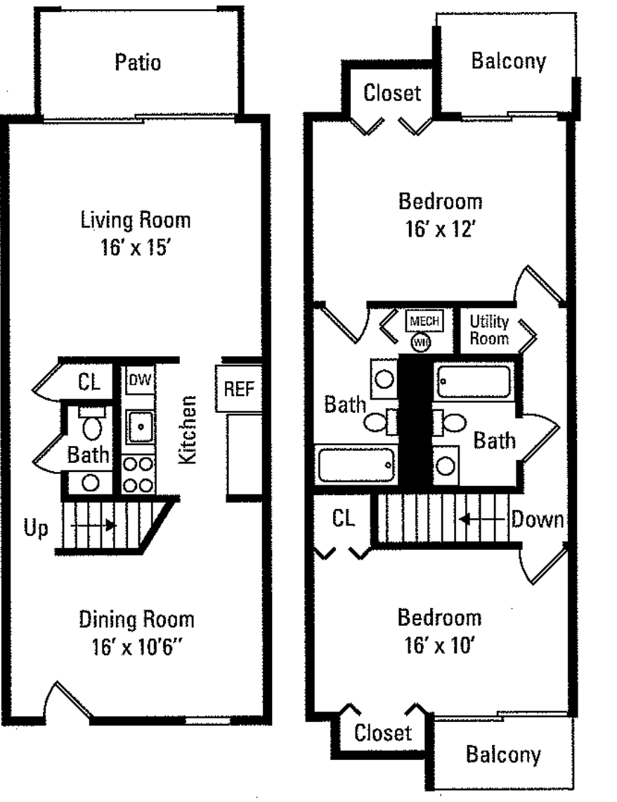Two Bedroom Townhome