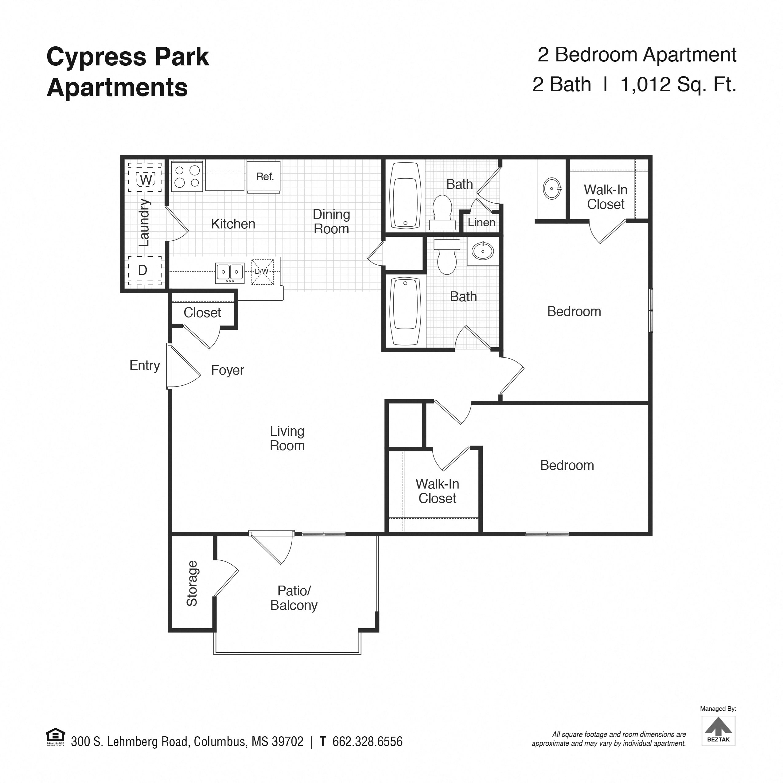 1, 2 & 3 Bedroom Apartments in Columbus, MS Cypress Park