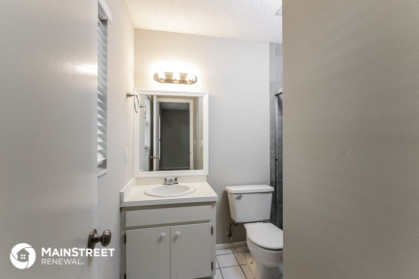 a bathroom with a sink and a toilet and a mirror