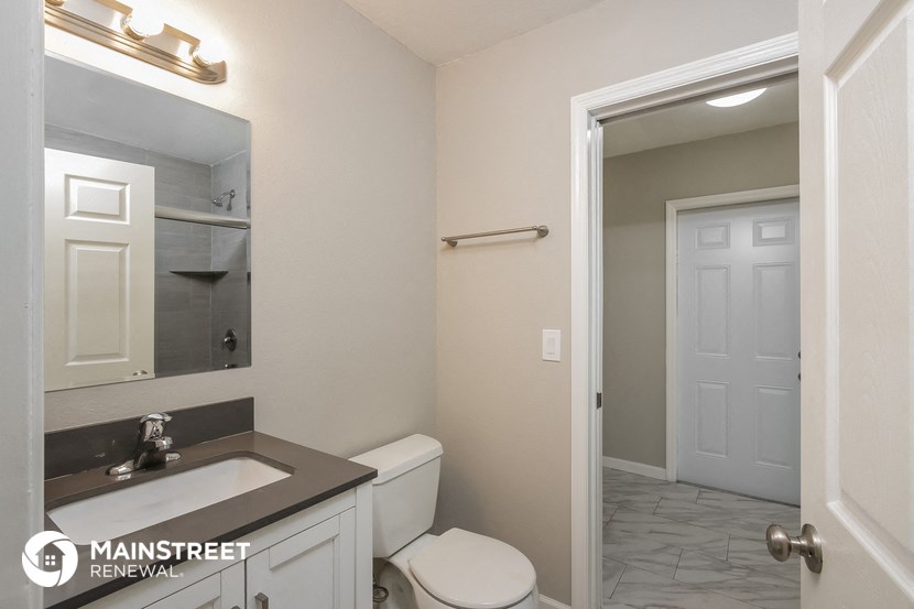 a bathroom with a white toilet and a sink and a mirror