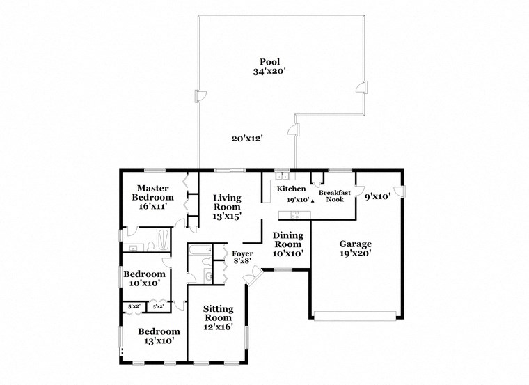 a floor plan of a house with two floors and a garage