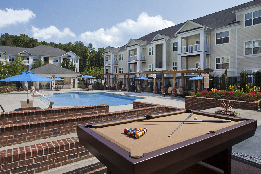 Luxury Apartments Cary NC - Chancery Village - Play a round of pool on the community pool deck