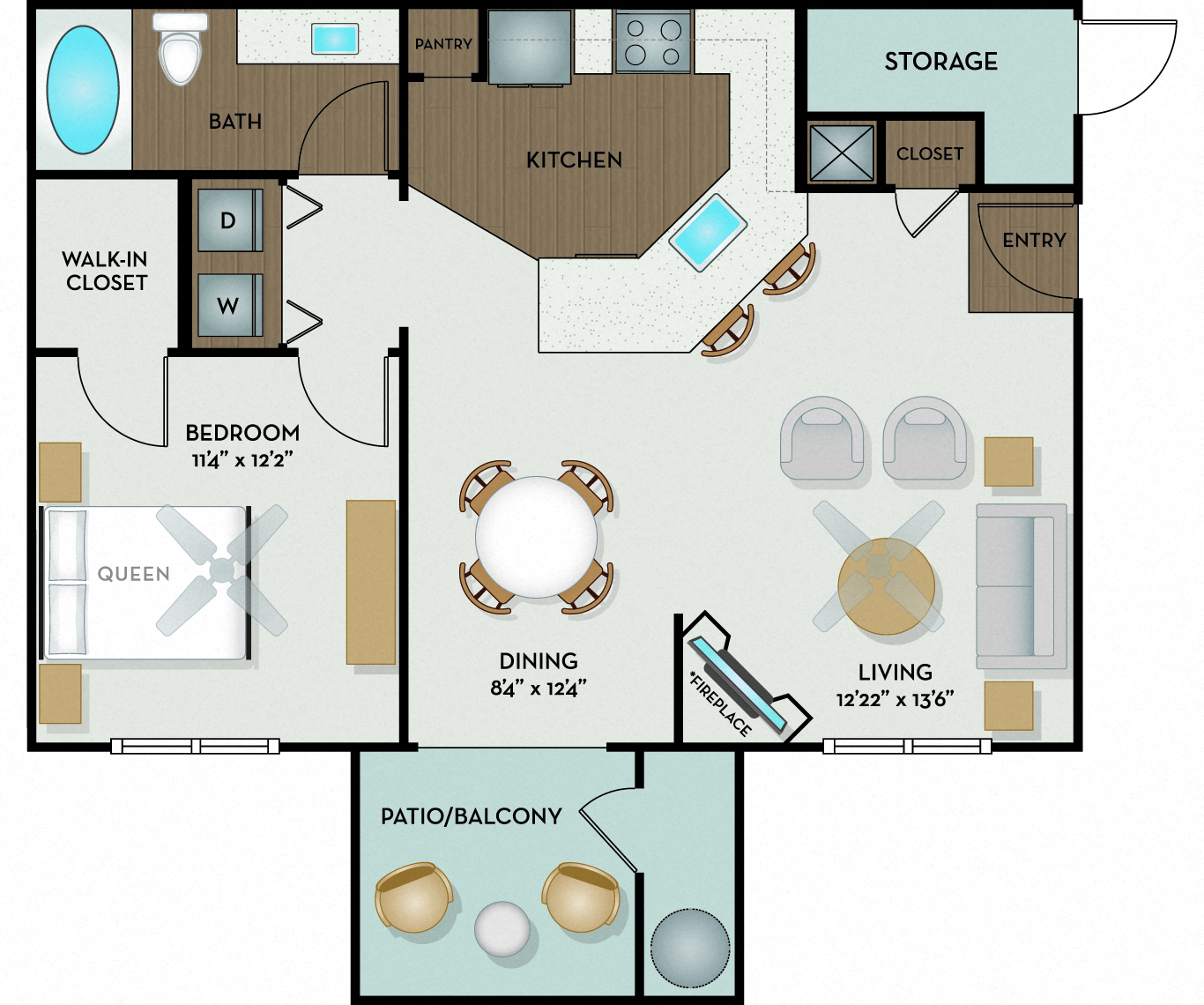 Settler's Ridge Apartments - Austin, TX - Hill Floor Plan 759 Sq Ft