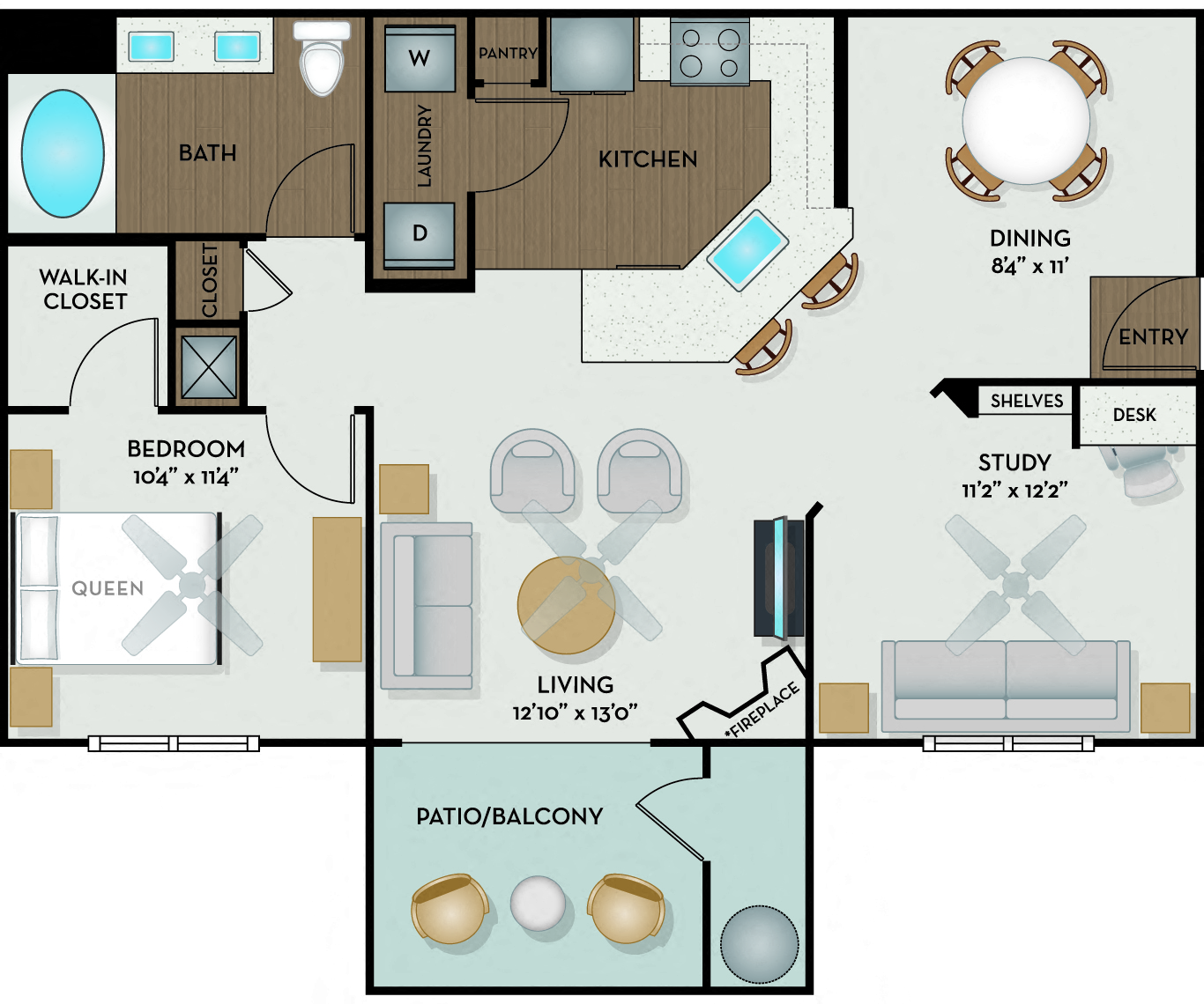 Strata Apartments - Austin, TX - Llano Floor Plan 926 Sq Ft