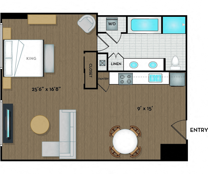 Brockman Lofts - 01L1 floor plan 802 SF - Los Angeles, CA