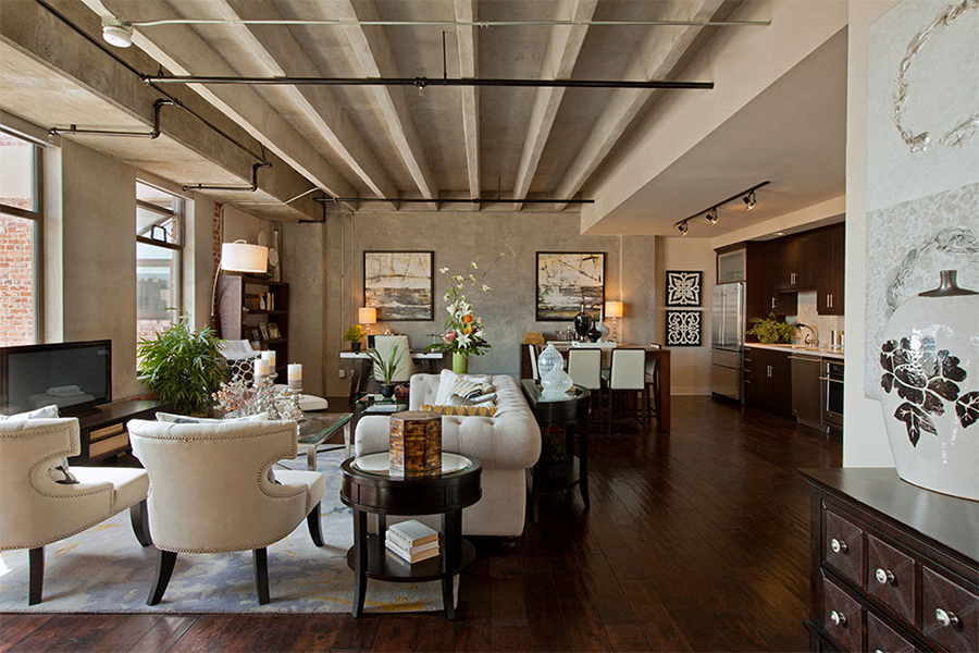 Brockman Lofts Upscale designed ceilings finished hardwood floors Los Angeles CA - DTLA