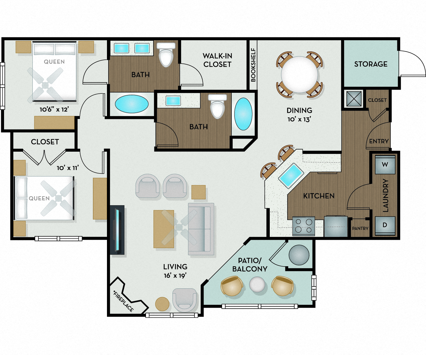 The Ranch Apartments - Austin, TX - Arlington floor plan 1176 Sq Ft