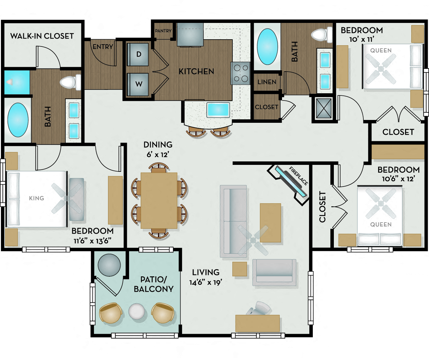 The Ranch Apartments - Austin, TX - Del Rio floor plan 1395 Sq Ft