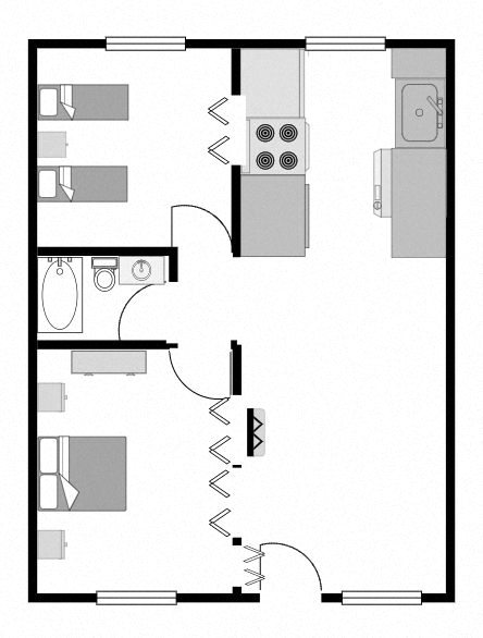 2x1 C Floor Plan at Kentwood Apartments, Washington