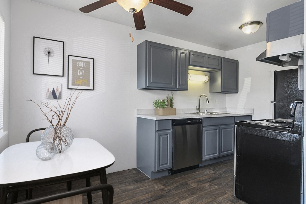 Staged Kitchen at Kentwood Apartments, Kent, WA, 98031