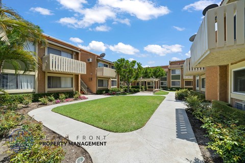 A sunny day at the beachfront property management complex.