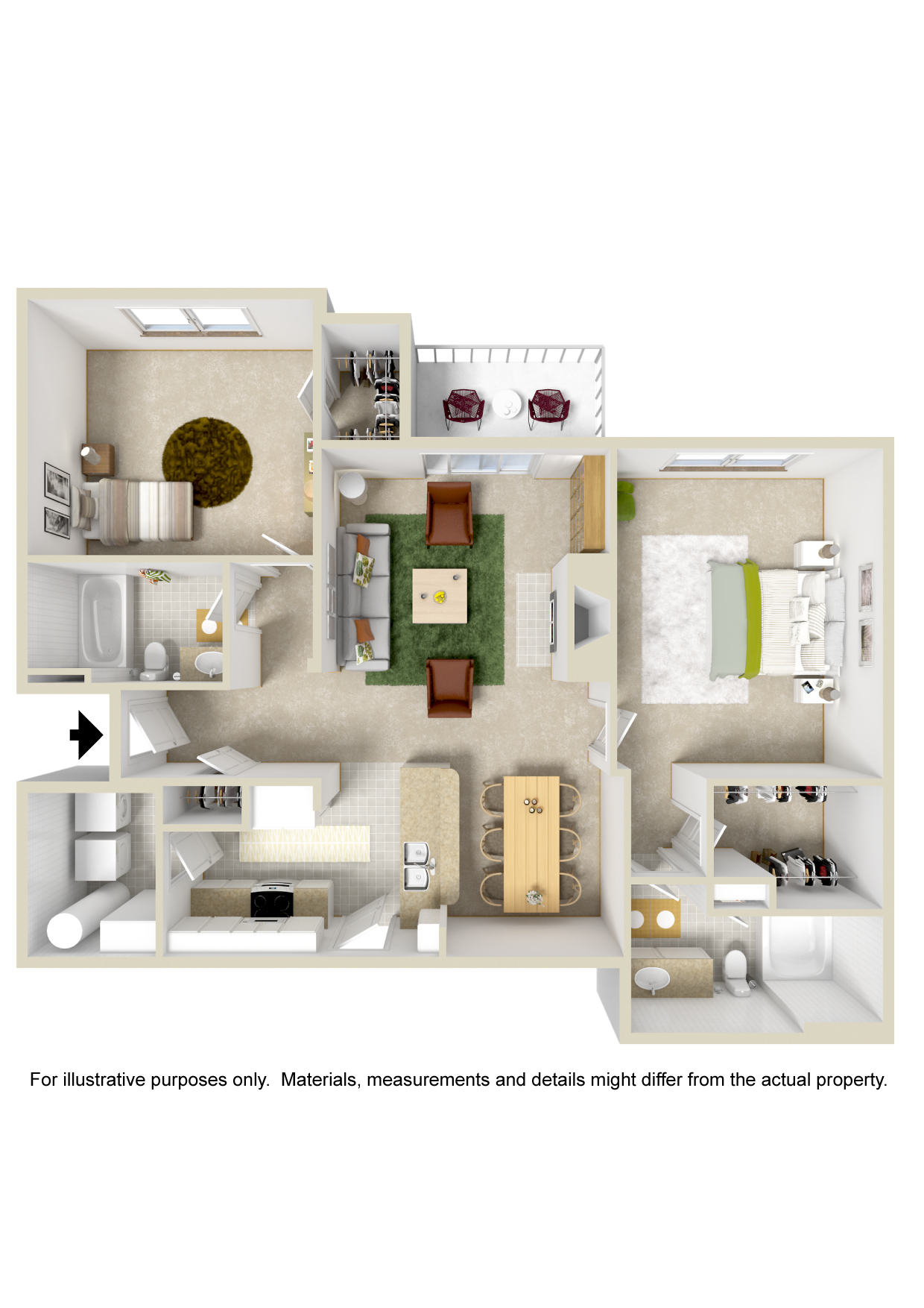 Large 2 Bed 2 Bath