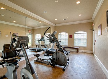 a gym with treadmills and other exercise equipment