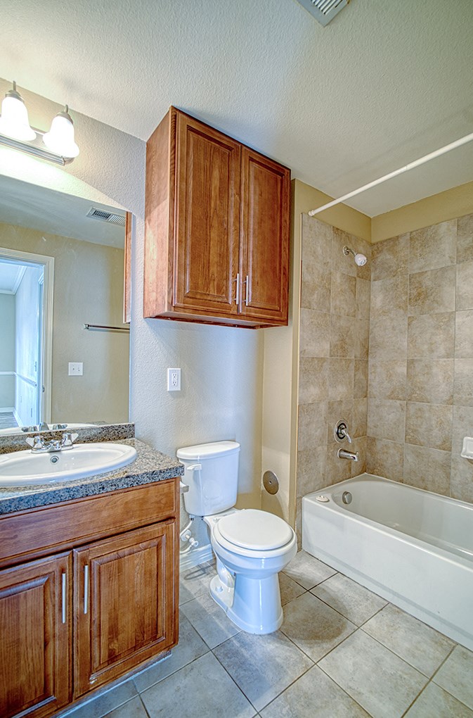 a bathroom with a sink toilet and a bath tub