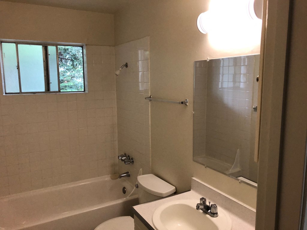 a bathroom with a sink toilet and a bath tub