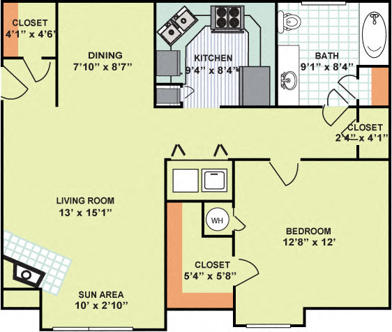 One Bedroom One Bath (875 Square Feet)