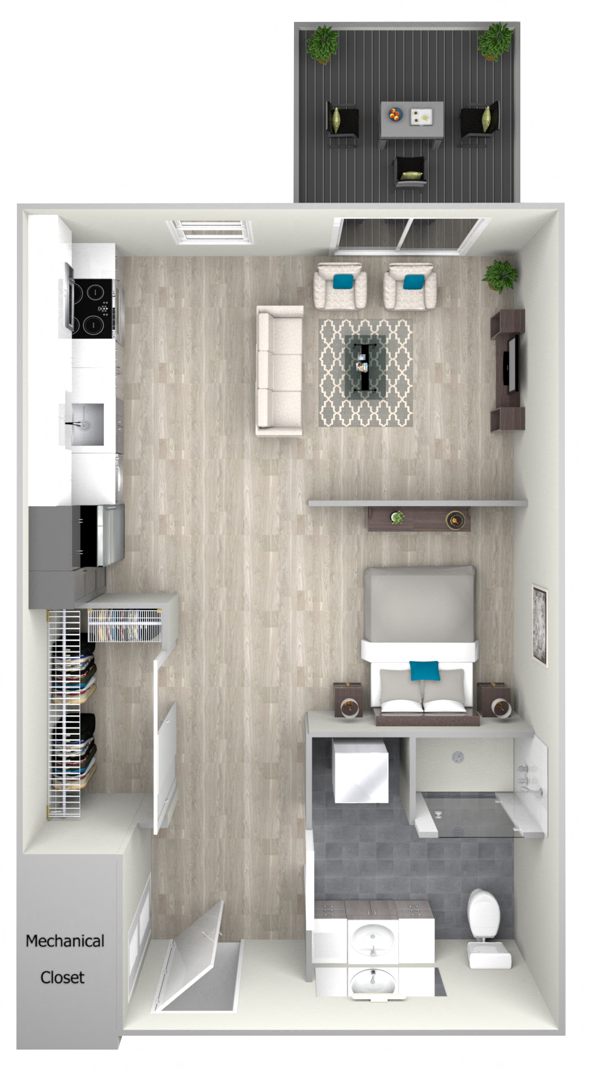 Studio One Bath with Patio 502 Floor Plan at Nightingale, Rhode Island, 02903