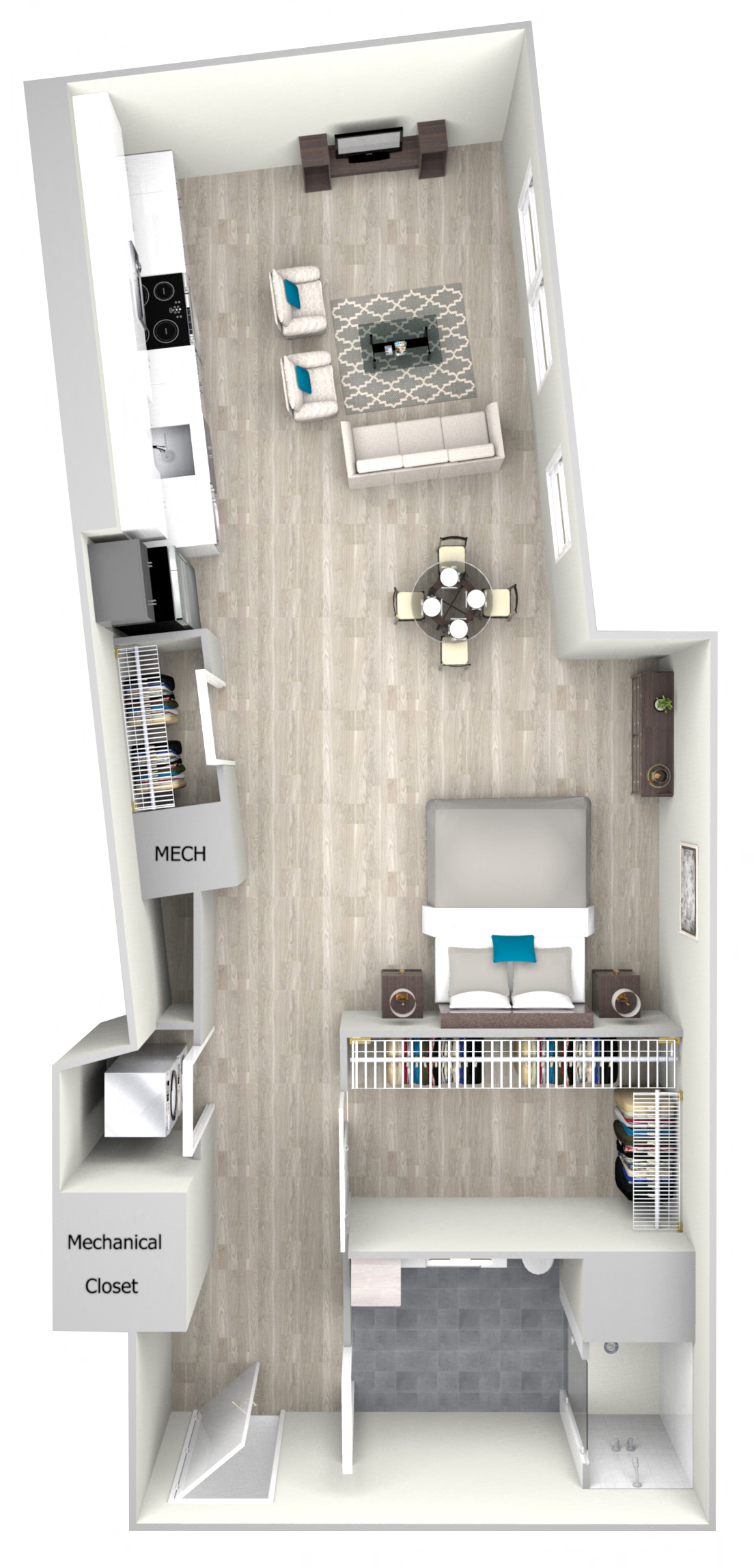 Studio One Bath 705 Floor Plan at Nightingale, Providence, RI