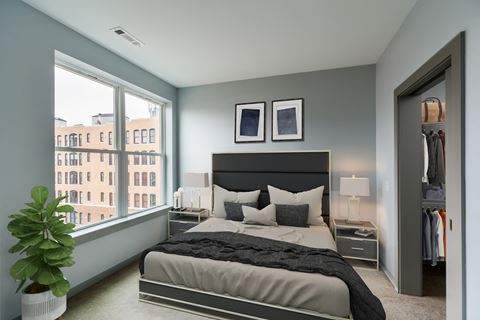 Bedroom With Expansive Windows at Nightingale, Providence, RI, 02903