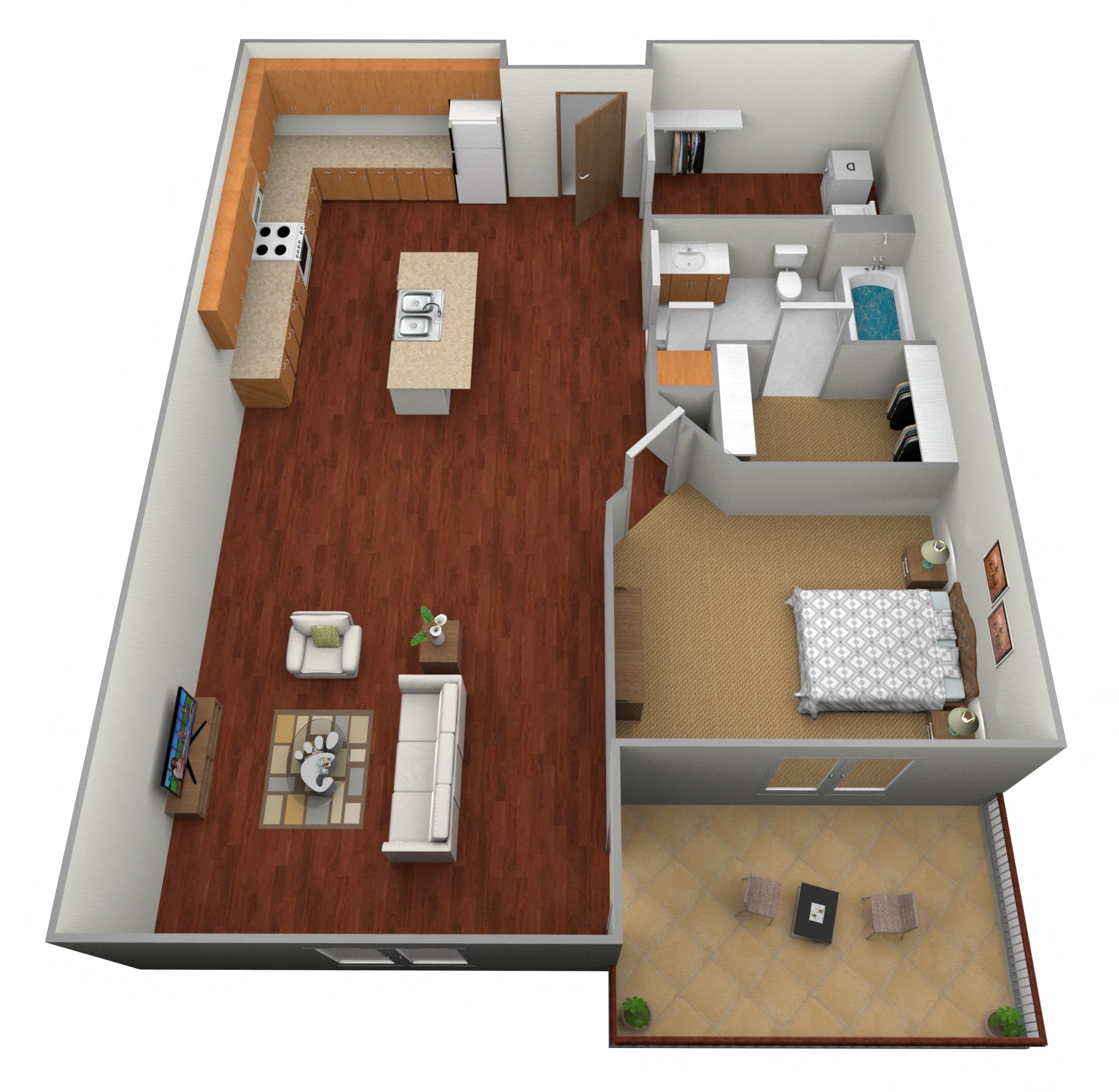 1 bed 1 bath Floor Plan at Urban View Apartments, Fargo, 58104
