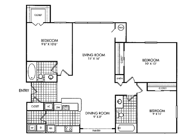 Three Bedroom Floor Plan