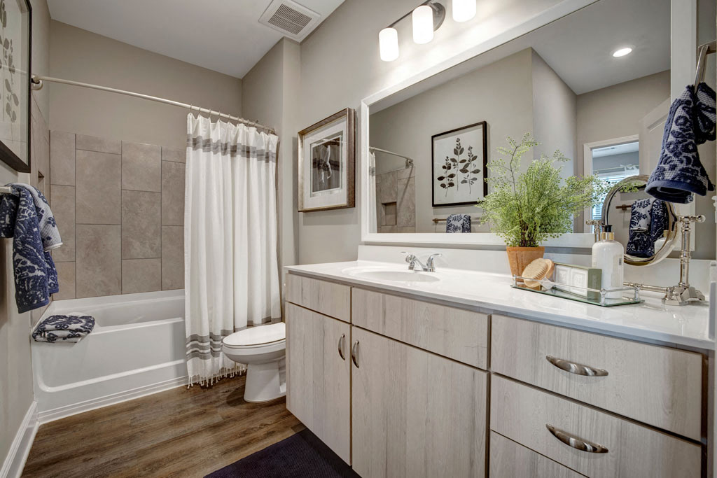 Two bedroom model main bath at Apartments @ Eleven240, Charlotte, North Carolina