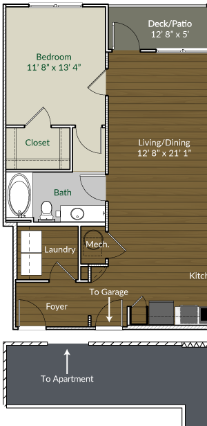 Our B2 floor plan with a garage Our B2 floor plan with a garage at Apartments @ Eleven240, Charlotte