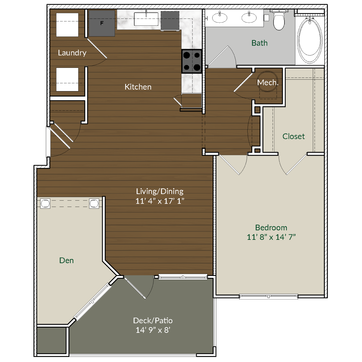 Our A3 floor plan at Apartments @ Eleven240, North Carolina, 28216