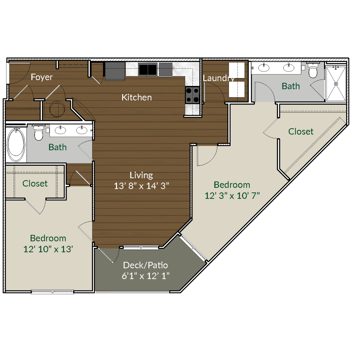 Our B6 floor plan at Apartments @ Eleven240, Charlotte, NC, 28216