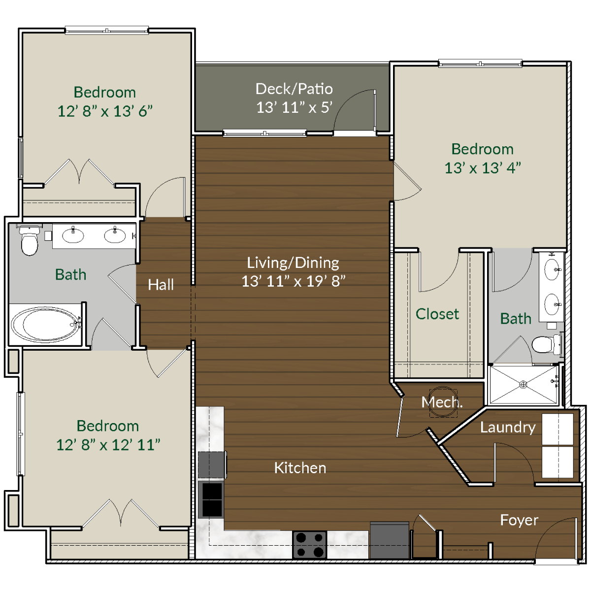 Our C1 floor plan at Apartments @ Eleven240, Charlotte, NC