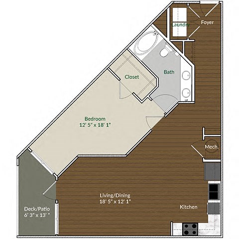 Our A4 floor plan at Apartments @ Eleven240, North Carolina, 28216
