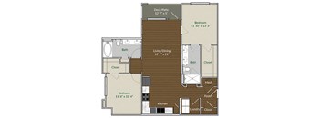 Our B1 floor plan at Apartments @ Eleven240, Charlotte, NC, 28216