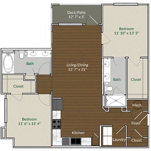 Our B1 floor plan at Apartments @ Eleven240, Charlotte, NC, 28216