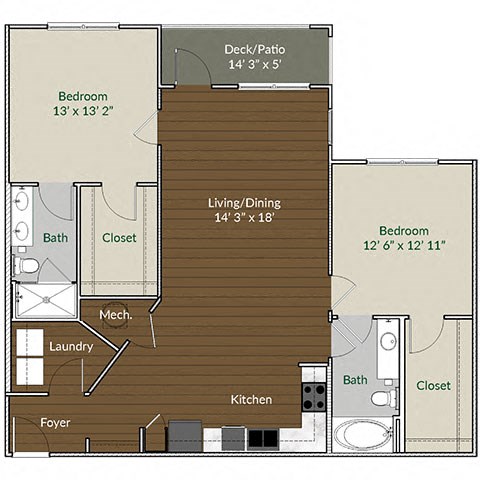 Our B3 floor plan at Apartments @ Eleven240, Charlotte, 28216