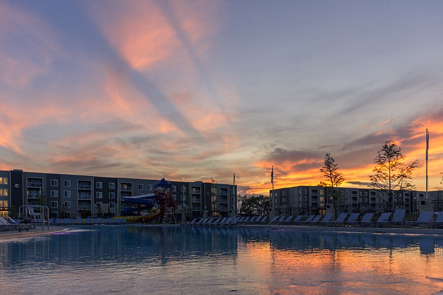 Sunset view of the community