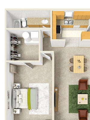 Heritage Floor Plan Heritage Floor Plan at Aspen Run and Aspen Run II Apartments, Tallahassee, Florida