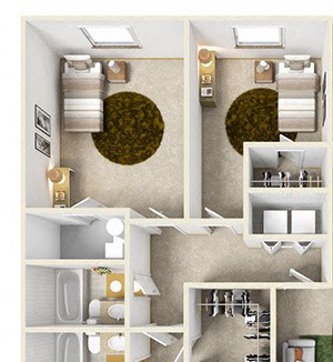 San Luis Floor Plan San Luis Floor Plan at Aspen Run and Aspen Run II Apartments, Tallahassee, FL, 32304