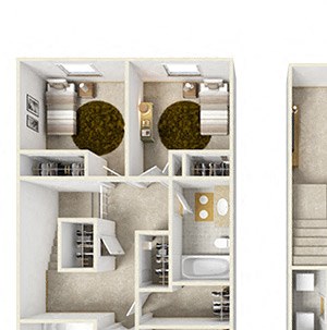Seminole Floor Plan Seminole Floor Plan at Aspen Run and Aspen Run II Apartments, Tallahassee, FL