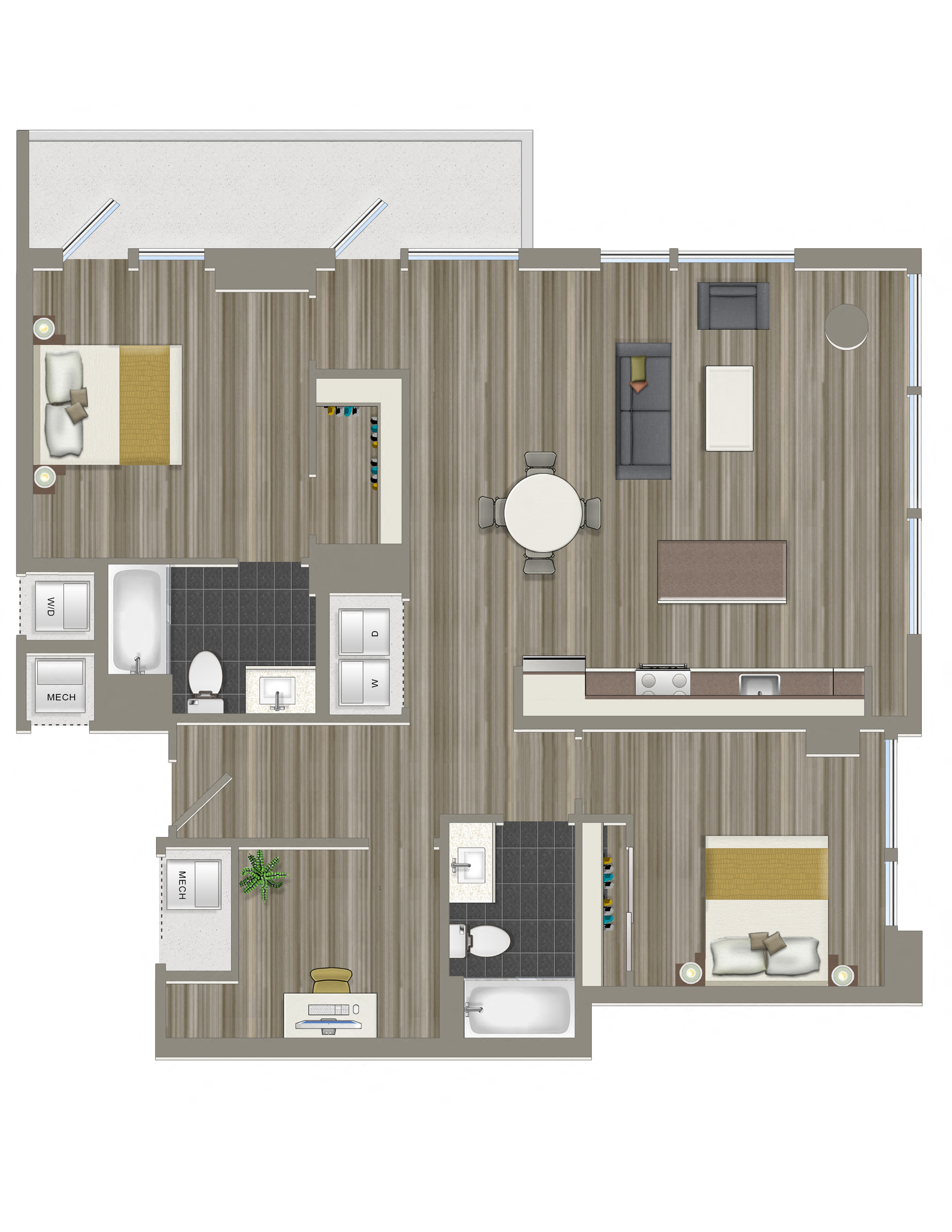 1251-Square-Foot-Three-Bedroom-Two-Bath-Apartment-Available-For-Rent-The-Garrett