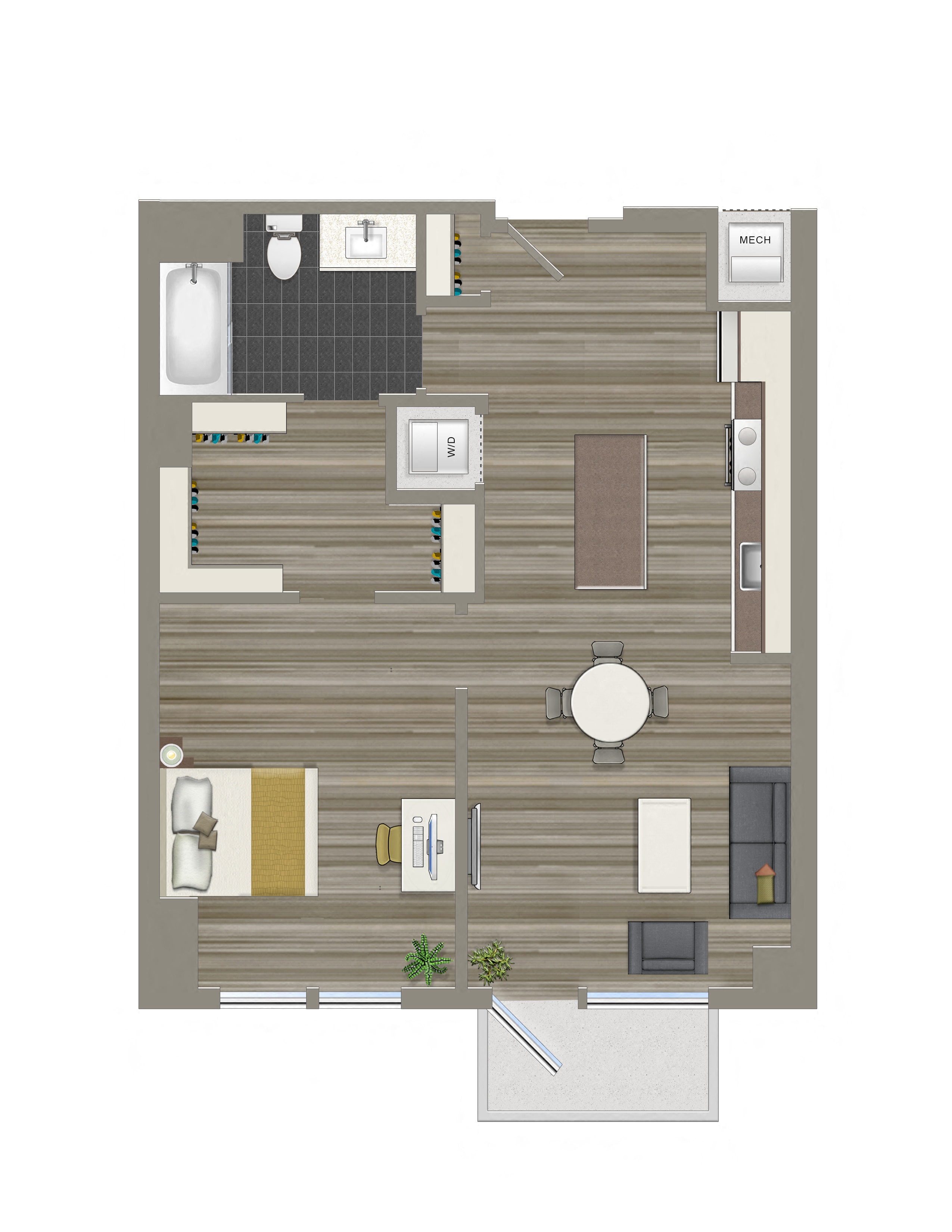 719-Square-Foot-One-Bedroom-Apartment-Floorplan-Available-For-Rent-The-Garrett