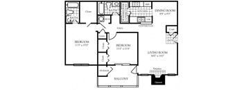 2 bedroom floor plan | Nashboro Village Apartment Homes Nashville TN
