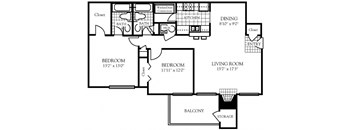 2 bedroom floor plan | Nashboro Village Apartment Homes Nashville TN